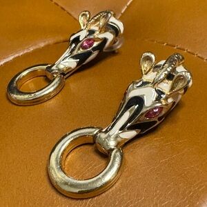 Zebra and crystal enamel earrings